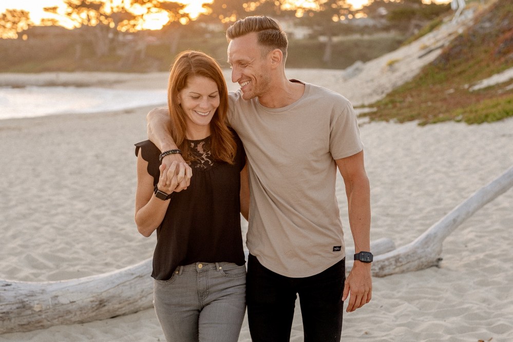 loved up couple on beach