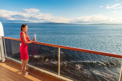 Woman in dress on cruise ship