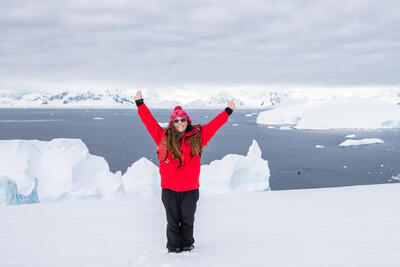 Jenna posing in Antarctica