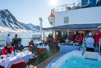 Outdoor BBQ on Sea Spirit cruise ship