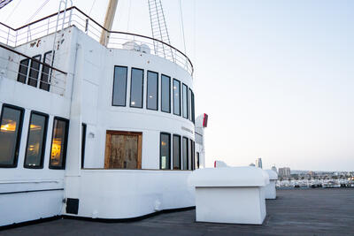 outside deck on Queen Mary ship