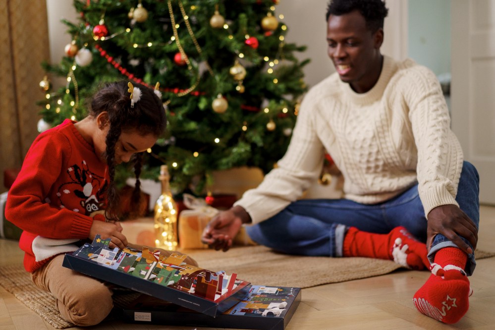 dad and daughter at Christmas