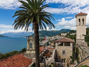 view of Kotor Bay from the old fortress in Herceg Novi Montenegro